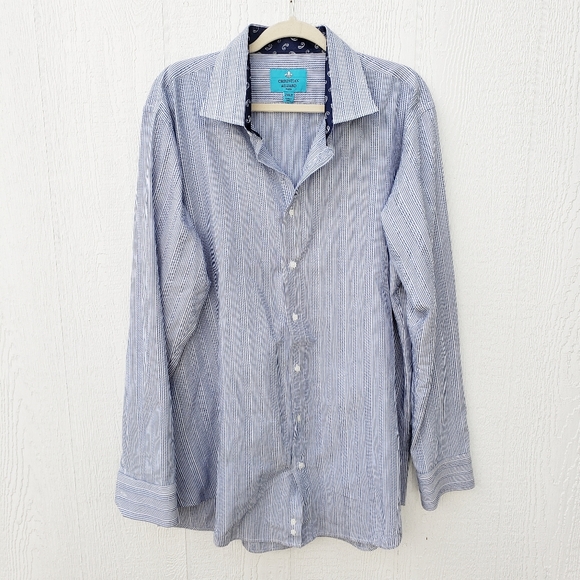 Christian Aujard Other - Christian Aujard Paris Navy Striped Button Up Top 2XLT